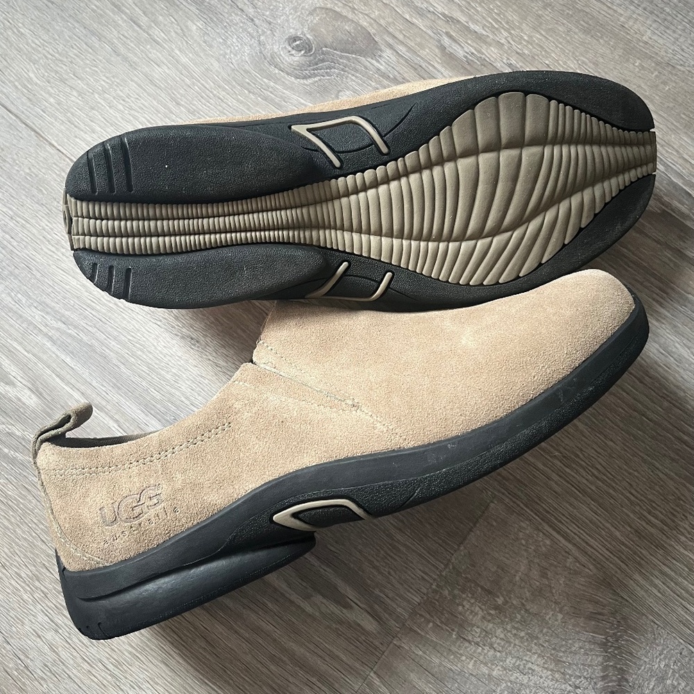 UGG warm suede step-in shoes, size US 11 (EU 42), tan/light beige, good as new